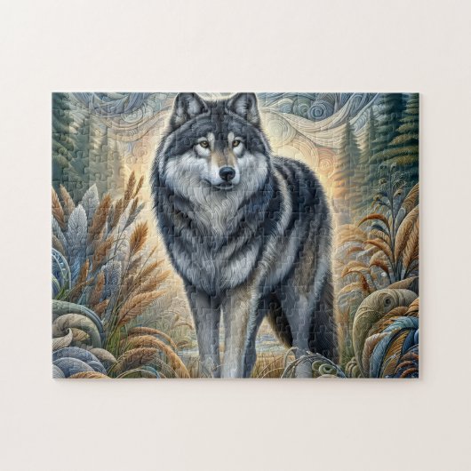 Majestueuze Grijze Wolf Legpuzzel (Horizontaal)