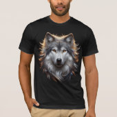 Majestueuze grijze wolf met koperen ogen t-shirt (Voorkant)