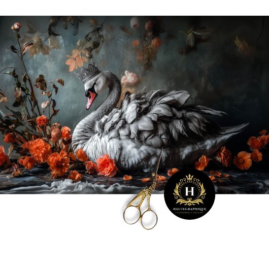 Majestueuze grijze zwaan met kroon bloemen decoupa tissuepapier