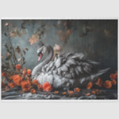 Majestueuze grijze zwaan met kroon bloemen decoupa tissuepapier (Voorkant)