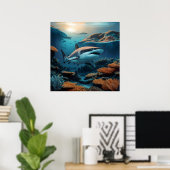majestueuze haai die door oceaandieptes glijdt poster (Thuiskantoor)
