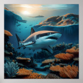 majestueuze haai die door oceaandieptes glijdt poster (Voorkant)