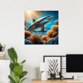 Majestueuze haai: onder de oceaangolven poster (Thuiskantoor)