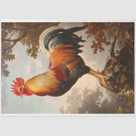 Majestueuze Haan Posing in een weelderig natuurlij Tissuepapier (Voorkant)