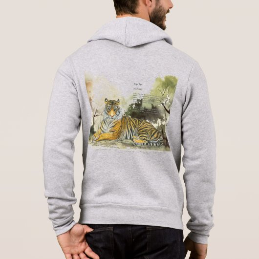 Majestueuze handgeschilderde Bengaalse tijger Hoodie (Achterkant)