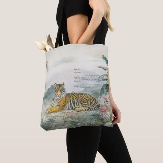 Majestueuze handgeschilderde koninklijke Bengaalse Tote Bag (Dichtbij)