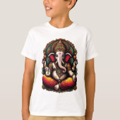 Majestueuze Heer Ganesha in Goddelijke Aura T-shirt (Voorkant)