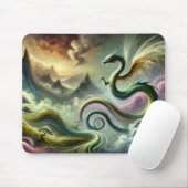 Majestueuze hemelse draak boven Fantasy Mountains Muismat (Met muis)