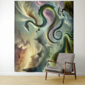 Majestueuze hemelse draak boven Fantasy Mountains Wandkleed (In situ)