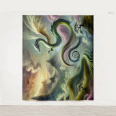 Majestueuze hemelse draak boven Fantasy Mountains Wandkleed (Voorkant)