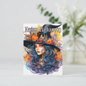 Majestueuze herfst heks illustratie gelukkig Hallo Briefkaart (Staand voorkant)