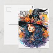 Majestueuze herfst heks illustratie gelukkig Hallo Briefkaart (Voorkant / Achterkant)