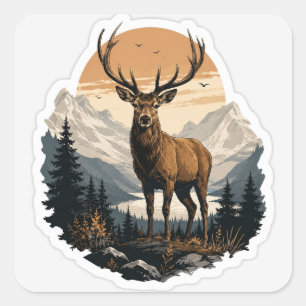 Majestueuze Hert Sticker Wilde Dieren Natuur Vec