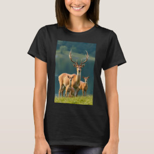 Majestueuze hertenfamilie bos natuur dames T-shirt