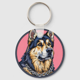 Majestueuze hond met felle kleuren sleutelhanger