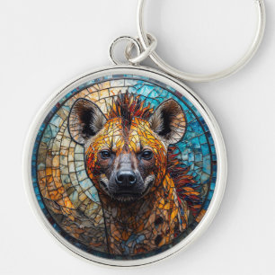 Majestueuze Hyena Glas-in-Lood Mozaïek Kunst Sleutelhanger