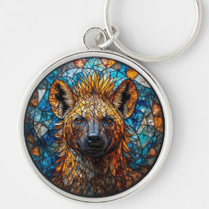 Majestueuze Hyena Glas-in-Lood Mozaïek Kunst Sleutelhanger