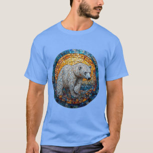 Majestueuze ijsbeer glas-in-lood kunstwerk t-shirt
