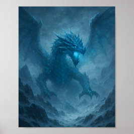 Majestueuze IJsdraak in Bevroren Storm Fantasy Pos Poster