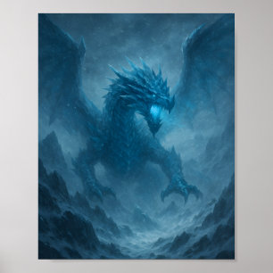 Majestueuze IJsdraak in Bevroren Storm Fantasy Pos Poster