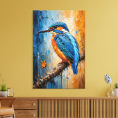 Majestueuze IJsvogel Impasto Canvasprint Canvas Afdruk (Insitu (Woonkamer))
