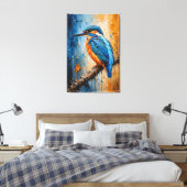 Majestueuze IJsvogel Impasto Canvasprint Canvas Afdruk (Insitu (Slaapkamer))