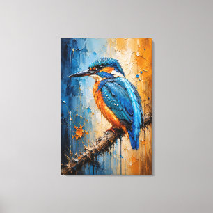 Majestueuze IJsvogel Impasto Canvasprint Canvas Afdruk