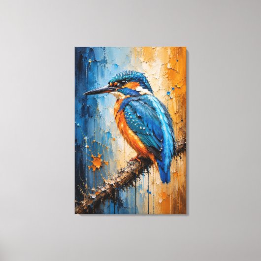 Majestueuze IJsvogel Impasto Canvasprint Canvas Afdruk (Voorkant)