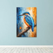 Majestueuze IJsvogel Impasto Canvasprint Canvas Afdruk (Insitu (Houten vloer))