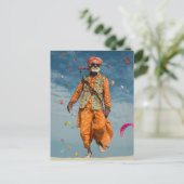 Majestueuze Indian Elder Kite Vliegen op het stran Briefkaart (Staand voorkant)