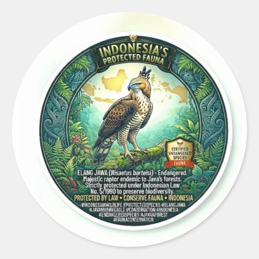 Majestueuze Javaanse Havikarend Kunst - Zeldzame I Ronde Sticker (Voorkant)