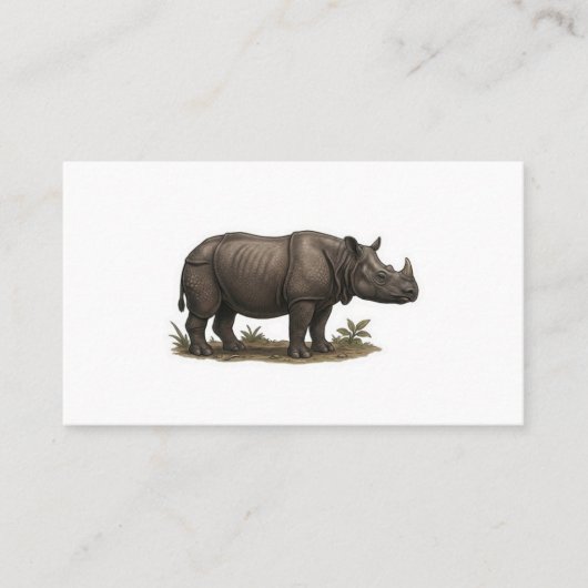 Majestueuze Javaanse Neushoorn Kunst - Zeldzame In Visitekaartje (Voorkant)