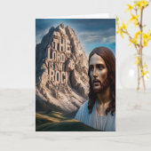Majestueuze Jezus: Bewaker van de Berg Kaart (Gele Bloem)