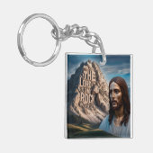 Majestueuze Jezus: Bewaker van de Berg Sleutelhanger (Voorkant Links)
