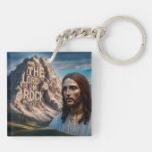 Majestueuze Jezus: Bewaker van de Berg Sleutelhanger (Achterkant)