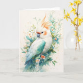 Majestueuze kaketoe in een bloemige omhelzing kaart (Gele Bloem)