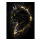 Majestueuze kat met een gouden aura in de schaduw perfect poster (Voorkant)
