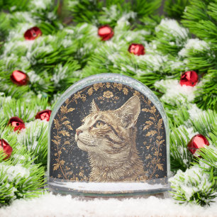 Majestueuze kat met sierlijke bloemdetails in goud sneeuwbol