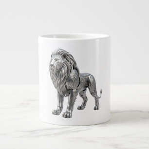 Majestueuze Keltische Zilveren Leeuw met Ingewikke Grote Koffiekop