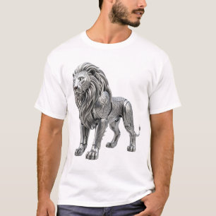 Majestueuze Keltische Zilveren Leeuw met Ingewikke T-shirt