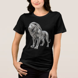 Majestueuze Keltische Zilveren Leeuw met Ingewikke Tri-Blend Shirt