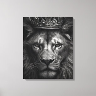 Majestueuze King Kroon Leeuw Stretched Canvas Prin