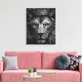 Majestueuze King Kroon Leeuw Stretched Canvas Prin (Insitu (Woonkamer))