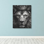 Majestueuze King Kroon Leeuw Stretched Canvas Prin (Insitu (Houten vloer))