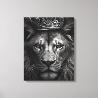 Majestueuze King Kroon Leeuw Stretched Canvas Prin Afdruk
