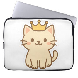 Majestueuze knuffelkat met een kroon laptop sleeve