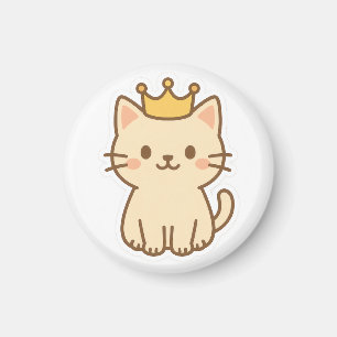 Majestueuze knuffelkat met een kroon magneet