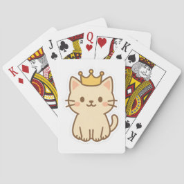 Majestueuze knuffelkat met een kroon pokerkaarten
