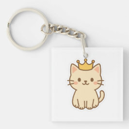 Majestueuze knuffelkat met een kroon sleutelhanger