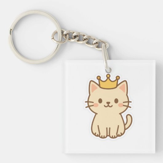 Majestueuze knuffelkat met een kroon sleutelhanger (voorkant)